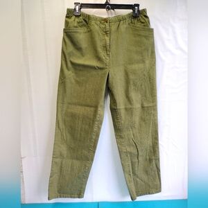 Vintage Blair Womens Denim Straight Leg Jeans Elastic Waist Olive 12P